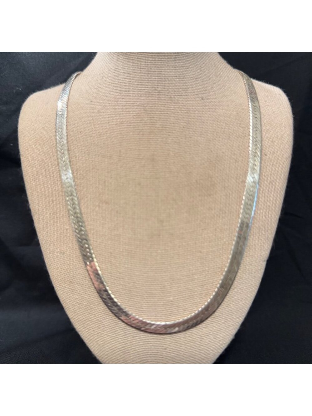 Italy Sterling Silver 925 Herringbone Chain Necklace Lobster Clasp 20" Length